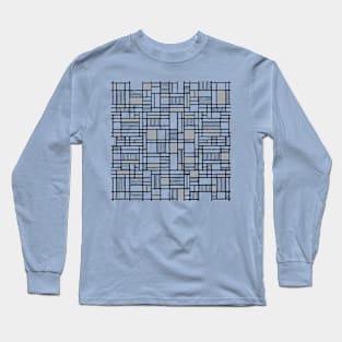 Map Lines Grey White Long Sleeve T-Shirt